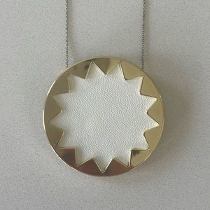 House of Harlow white leather sunburst necklace